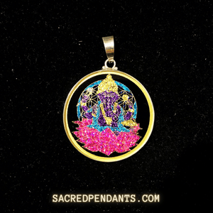 Lotus Ganesha -Sacred Geometry Gemstone Pendant