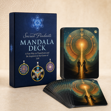 Load image into Gallery viewer, Sacred Pendants Mandala Deck featuring sacred geometry tarot and oracle cards, premium card box, Sri Yantra card, and meditation card deck for spiritual guidance and mindfulness.