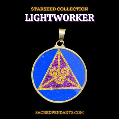 Lightworker Sacred Geometry Pendant in sterling silver, healing necklace for spiritual light and positivity.