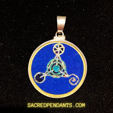 4th Dimension Sacred Geometry Pendant in Sterling Silver, Gemstone Necklace for EMF Protection and Spiritual Healing.
