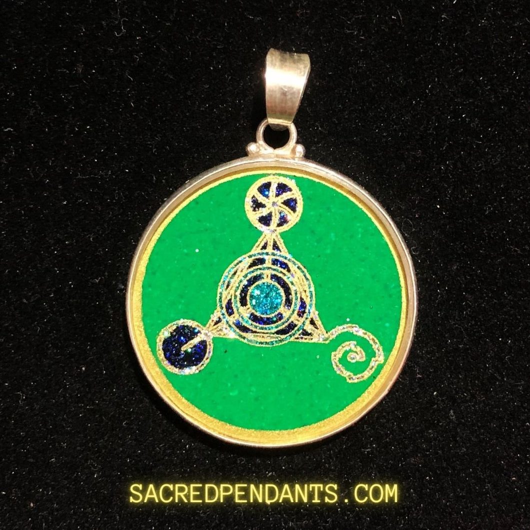 4th Dimension Sacred Geometry Pendant in Sterling Silver, Gemstone Necklace for EMF Protection and Spiritual Healing.