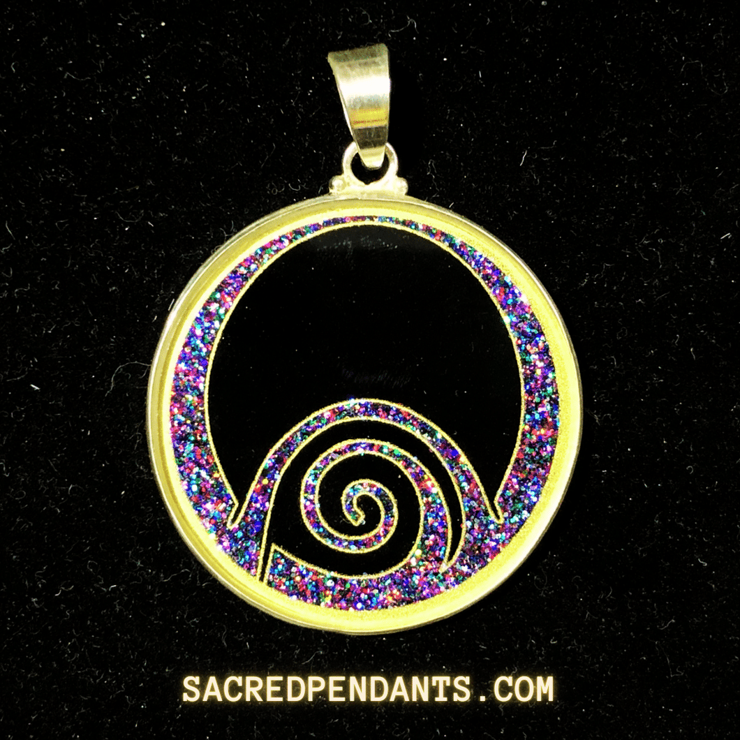 4th Dimension Sacred Geometry Pendant in Sterling Silver, Gemstone Necklace for EMF Protection and Spiritual Healing.