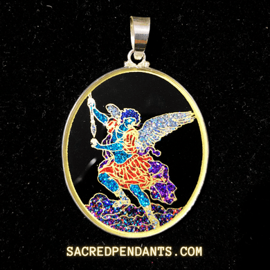 Archangel Michael Sterling Silver Necklace – Guardian Angel Protection Pendant with Gemstone.
