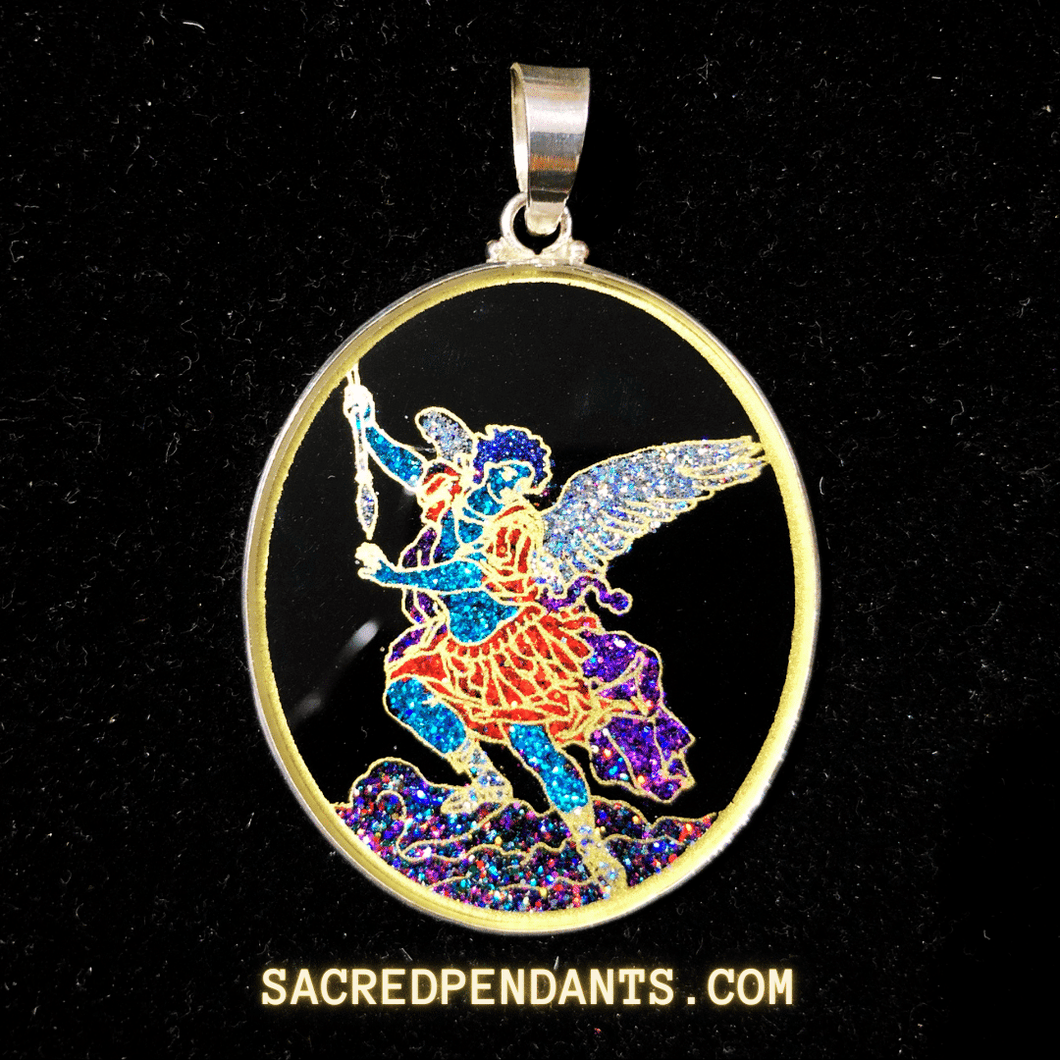 Archangel Michael Sterling Silver Necklace – Guardian Angel Protection Pendant with Gemstone.