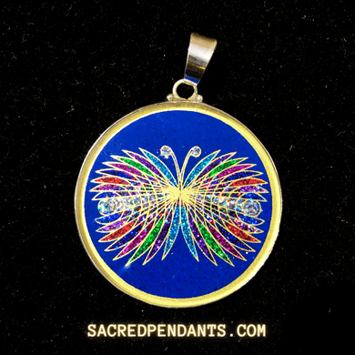 Magnificent Butterfly Sacred Geometry Pendant – Sterling Silver Gemstone Necklace Symbolizing Transformation and Growth.