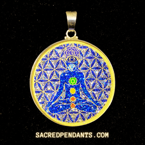 Chakra Man Sacred Geometry Pendant – Sterling Silver Gemstone Necklace Representing Chakra Alignment.