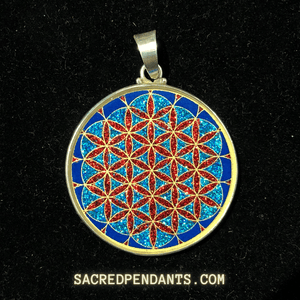 Flower of Life Sacred Geometry Pendant – Sterling Silver Gemstone Necklace Representing Harmony and Unity