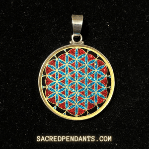 Flower of Life Sacred Geometry Pendant – Sterling Silver Gemstone Necklace Representing Harmony and Unity