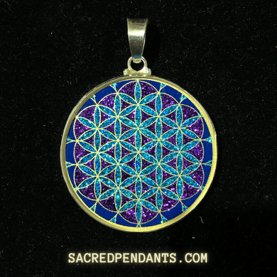 Flower of Life Sacred Geometry Pendant – Sterling Silver Gemstone Necklace Representing Harmony and Unity