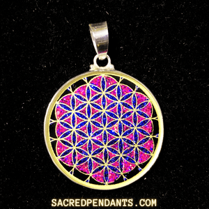 Flower of Life Sacred Geometry Pendant – Sterling Silver Gemstone Necklace Representing Harmony and Unity