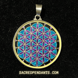 Flower of Life Sacred Geometry Pendant – Sterling Silver Gemstone Necklace Representing Harmony and Unity