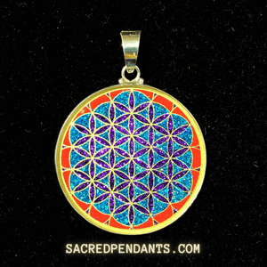 Flower of Life Sacred Geometry Pendant – Sterling Silver Gemstone Necklace Representing Harmony and Unity