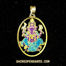 Load image into Gallery viewer, Ganesha Sacred Geometry Pendant – Sterling Silver Gemstone Necklace for Overcoming Obstacles and New Beginnings.