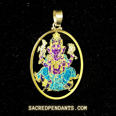 Ganesha Sacred Geometry Pendant – Sterling Silver Gemstone Necklace for Overcoming Obstacles and New Beginnings.