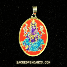 Load image into Gallery viewer, Ganesha Sacred Geometry Pendant – Sterling Silver Gemstone Necklace for Overcoming Obstacles and New Beginnings.