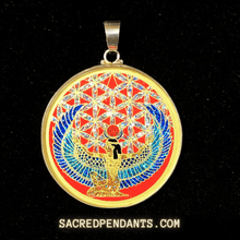 Load image into Gallery viewer, Goddess Isis Sacred Geometry Pendant – Sterling Silver Gemstone Necklace Symbolizing Protection and Divine Feminine Energy.