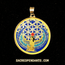 Load image into Gallery viewer, Goddess Isis Sacred Geometry Pendant – Sterling Silver Gemstone Necklace Symbolizing Protection and Divine Feminine Energy.