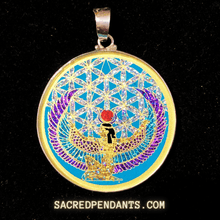 Load image into Gallery viewer, Goddess Isis Sacred Geometry Pendant – Sterling Silver Gemstone Necklace Symbolizing Protection and Divine Feminine Energy.
