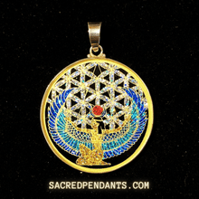 Load image into Gallery viewer, Goddess Isis Sacred Geometry Pendant – Sterling Silver Gemstone Necklace Symbolizing Protection and Divine Feminine Energy.