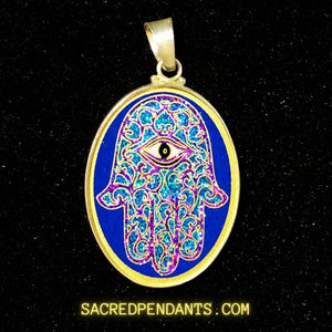 hamsa sacred geometry sterling silver pendant