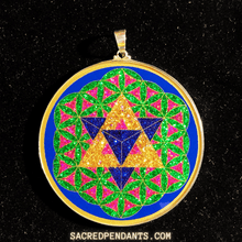 Load image into Gallery viewer, MERKABA-IN-FLOWER-OF-LIFE-SACRED-GEOMETRY-GEMSTONE-PENDANT_2