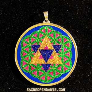 EXTRA LARGE - Merkaba in Flower of Life - Sacred Pendants