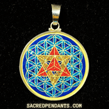 Load image into Gallery viewer, MerKaBa in Flower of Life - Sacred Geometry Gemstone Pendant