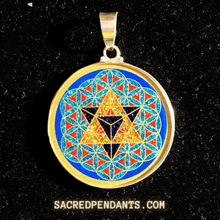 Load image into Gallery viewer, MerKaBa in Flower of Life - Sacred Geometry Gemstone Pendant