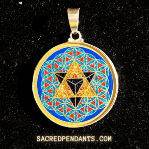 MerKaBa in Flower of Life - Sacred Geometry Gemstone Pendant