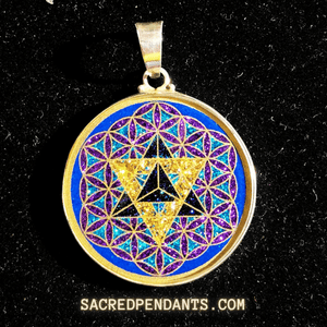 MerKaBa in Flower of Life - Sacred Geometry Gemstone Pendant