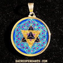 Load image into Gallery viewer, MerKaBa in Flower of Life - Sacred Geometry Gemstone Pendant