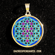 Load image into Gallery viewer, Tree of Life within the Flower of Life Sacred Geometry Gemstone Pendant