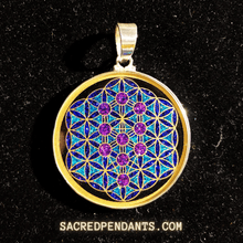 Load image into Gallery viewer, Tree of Life within the Flower of Life Sacred Geometry Gemstone Pendant