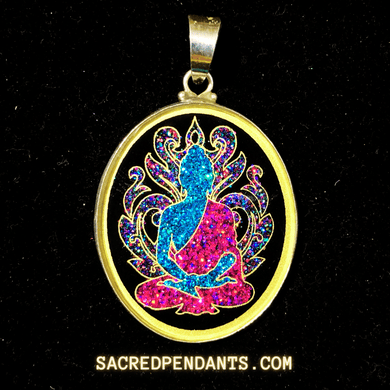 Buddha Aura Sacred Geometry Pendant – Sterling Silver Gemstone Necklace Enhancing Spiritual Awareness.