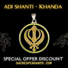 Load image into Gallery viewer, Adi Shakti Khanda Sikh Symbol Pendant – Sterling Silver Sacred Geometry Necklace with Gemstones