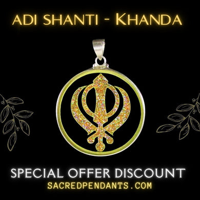 Adi Shakti Khanda Sikh Symbol Pendant – Sterling Silver Sacred Geometry Necklace with Gemstones