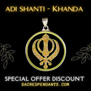 Adi Shakti Khanda Sikh Symbol Pendant – Sterling Silver Sacred Geometry Necklace with Gemstones