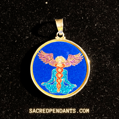 Caduceus Sacred Geometry Pendant – Sterling Silver Gemstone Necklace Symbolizing Healing and Balance.