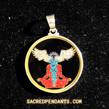 Load image into Gallery viewer, Caduceus Sacred Geometry Pendant – Sterling Silver Gemstone Necklace Symbolizing Healing and Balance.