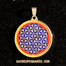 Load image into Gallery viewer, Flower of Life Classic Sacred Geometry Pendant – Sterling Silver Gemstone Necklace for Spiritual Growth.