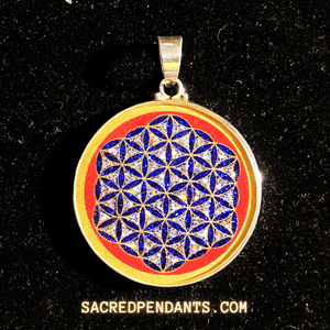Flower of Life Classic Sacred Geometry Pendant – Sterling Silver Gemstone Necklace for Spiritual Growth.
