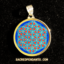 Load image into Gallery viewer, Flower of Life Classic Sacred Geometry Pendant – Sterling Silver Gemstone Necklace for Spiritual Growth.