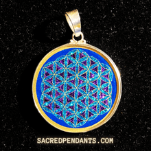 Load image into Gallery viewer, Flower of Life Classic Sacred Geometry Pendant – Sterling Silver Gemstone Necklace for Spiritual Growth.