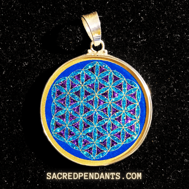 Flower of Life Classic Sacred Geometry Pendant – Sterling Silver Gemstone Necklace for Spiritual Growth.