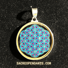 Load image into Gallery viewer, Flower of Life Classic Sacred Geometry Pendant – Sterling Silver Gemstone Necklace for Spiritual Growth.