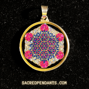 Fruit of Life Sacred Geometry Pendant – Sterling Silver Gemstone Necklace Representing Universal Connection.