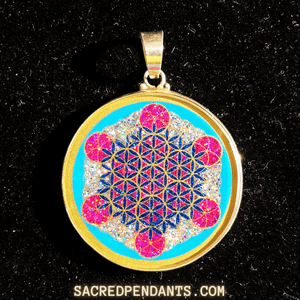 Fruit of Life Sacred Geometry Pendant – Sterling Silver Gemstone Necklace Representing Universal Connection.