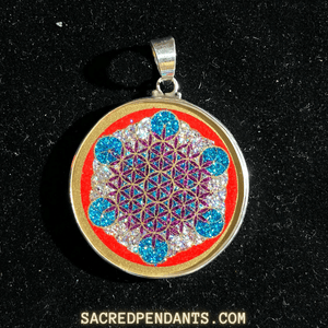 Fruit of Life Sacred Geometry Pendant – Sterling Silver Gemstone Necklace Representing Universal Connection.