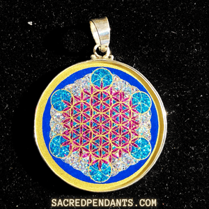 Fruit of Life Sacred Geometry Pendant – Sterling Silver Gemstone Necklace Representing Universal Connection.