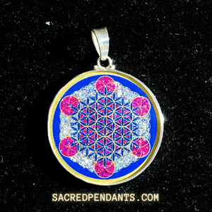 Fruit of Life Sacred Geometry Pendant – Sterling Silver Gemstone Necklace Representing Universal Connection.